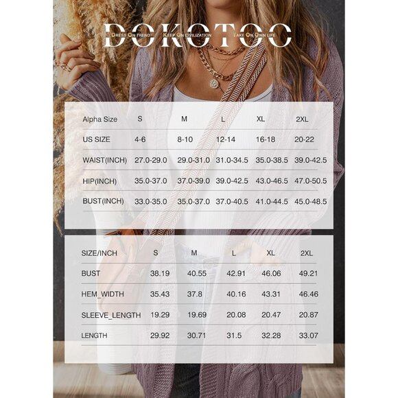 Long Cardigans for Women Open Front 2025 Long Sleeves Lightweight Fall Sweaters - Picture 5 of 5